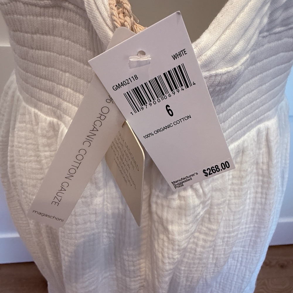 Magaschoni White Textured V-Neck Tiered Maxi Dress - Picture 5 of 12
